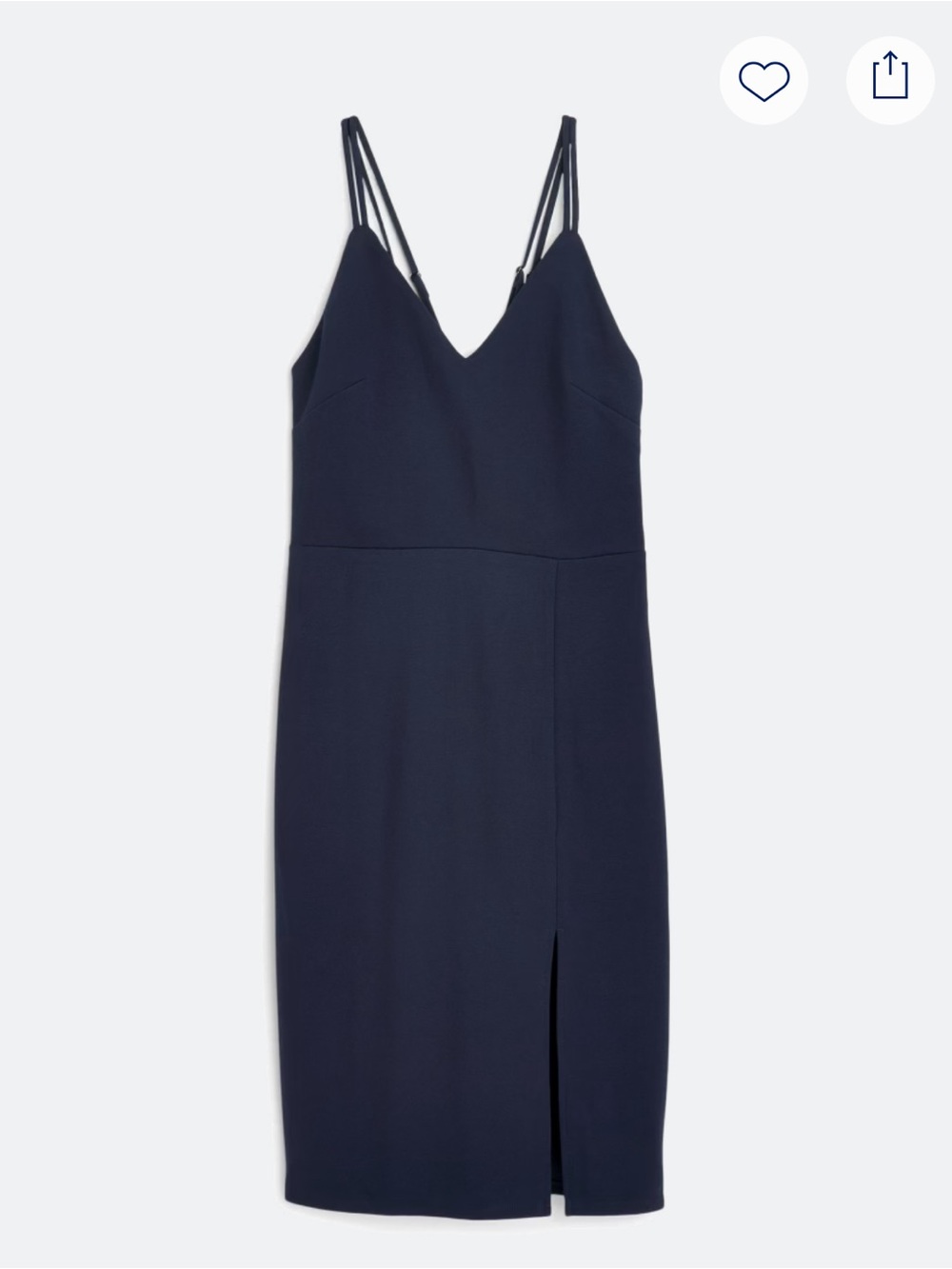 Nine Britton Navy Double-Strap Midi Knit Dress